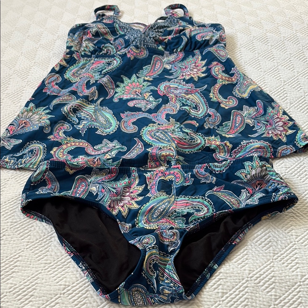 Alex Marie Paisley Swim Set - Blue and Pink